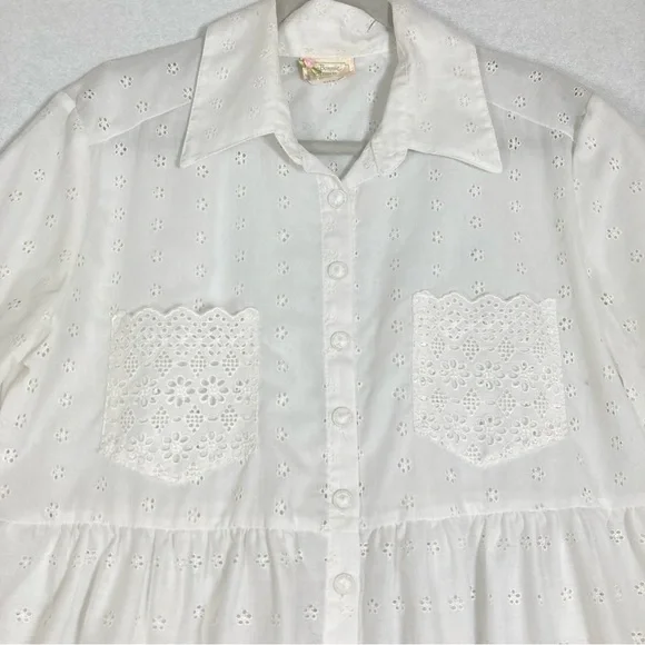 Vintage Bonnie Srauss  Maxi Dress Women's  Embroidered Size 10 White - Picture 4 of 16